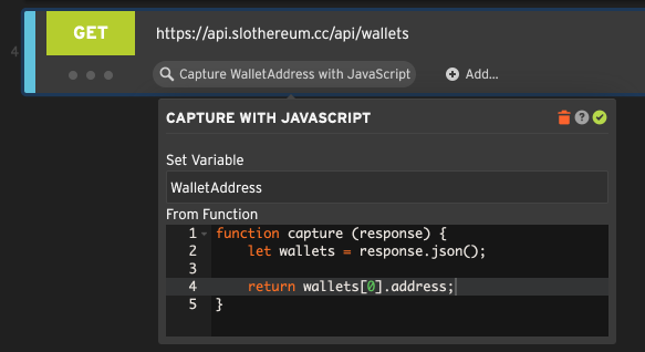 Capturing a wallet address from a list in a JSON response with JavaScript