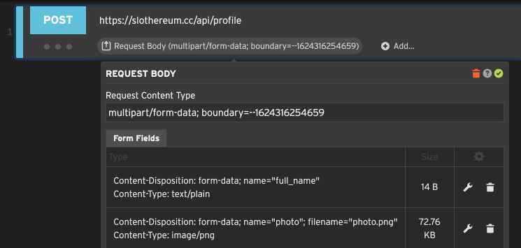 Editing a multipart form body with a file upload
